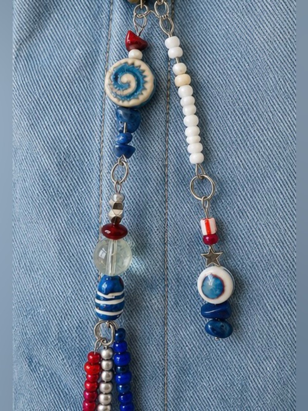 Patriotic, 4th of July handmade one-of-a-kind purse bead charm tassel
